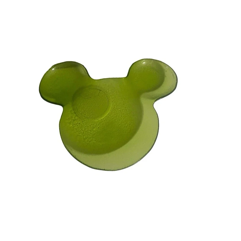 Disney Green Glass Mickey Mouse Serving Plate Set Of 4
